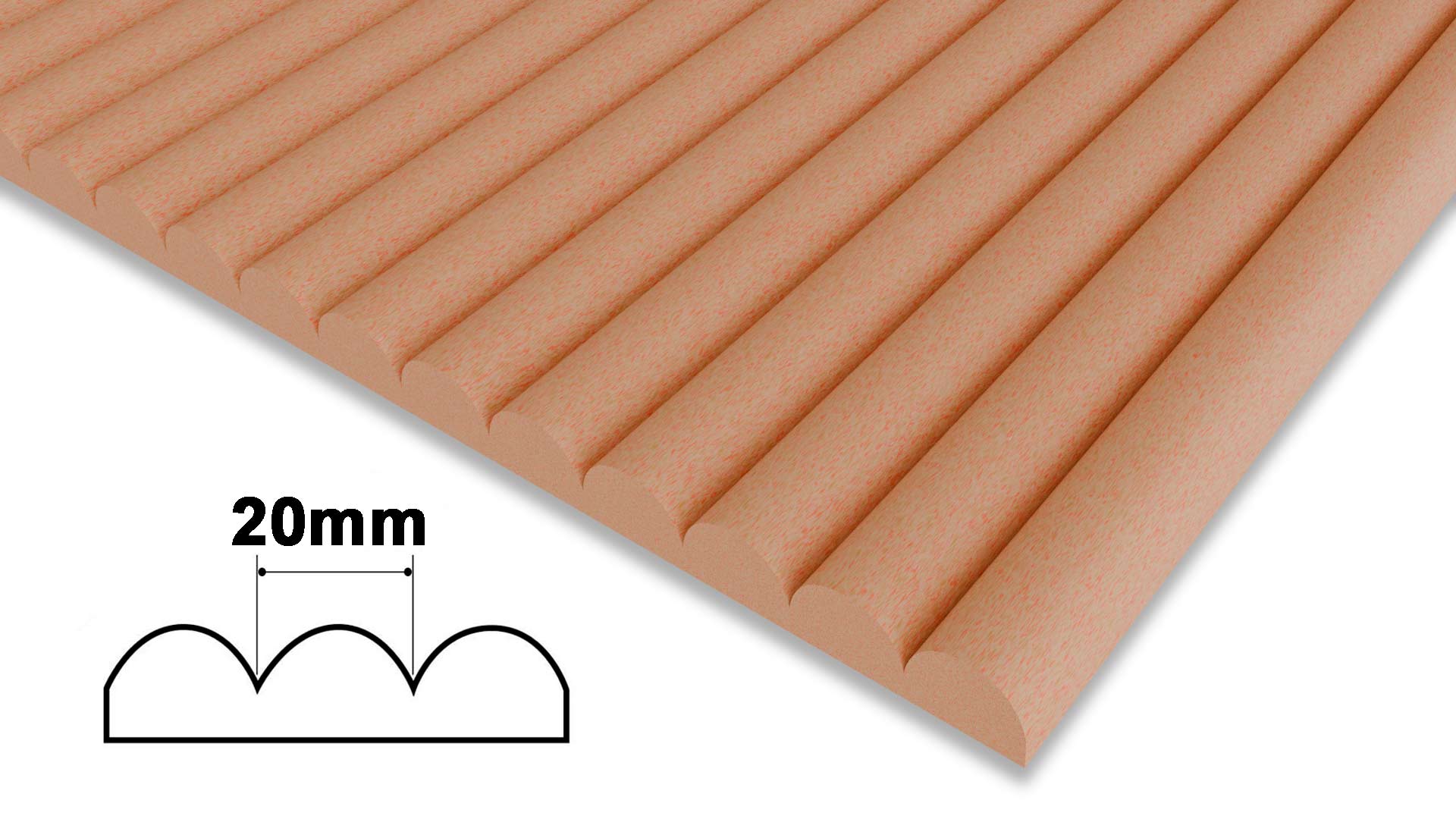 Ribbed Fire Rated MDF Panels - Ribs Width 20mm Ribbed Fire Rated MDF Panels - Ribs Width 20mm